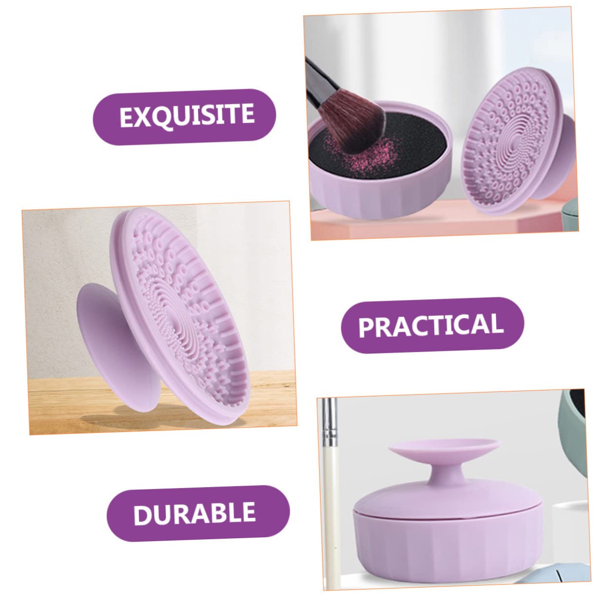 Ipetboom Scatola Per La Pulizia Dei Pennelli Da Trucco Con 4 Tappetini in Silicone Detergente Per Pennelli A Secco Accessori Per La Pulizia Degli Strumenti Da Trucco Portatili