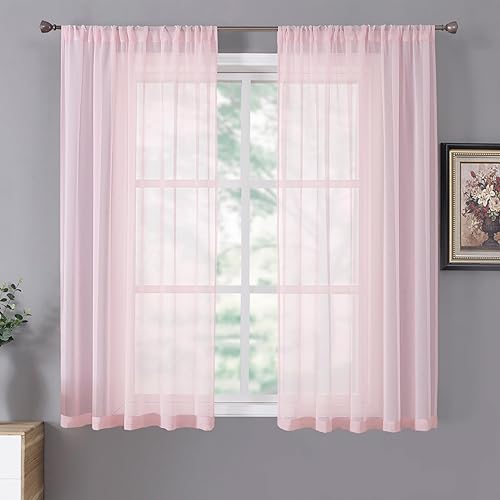 TOLLPIZ - Cortinas de lino con textura, para dormitorio cortina de luz filtrante de gasa, para la sala, juego de 2 paneles