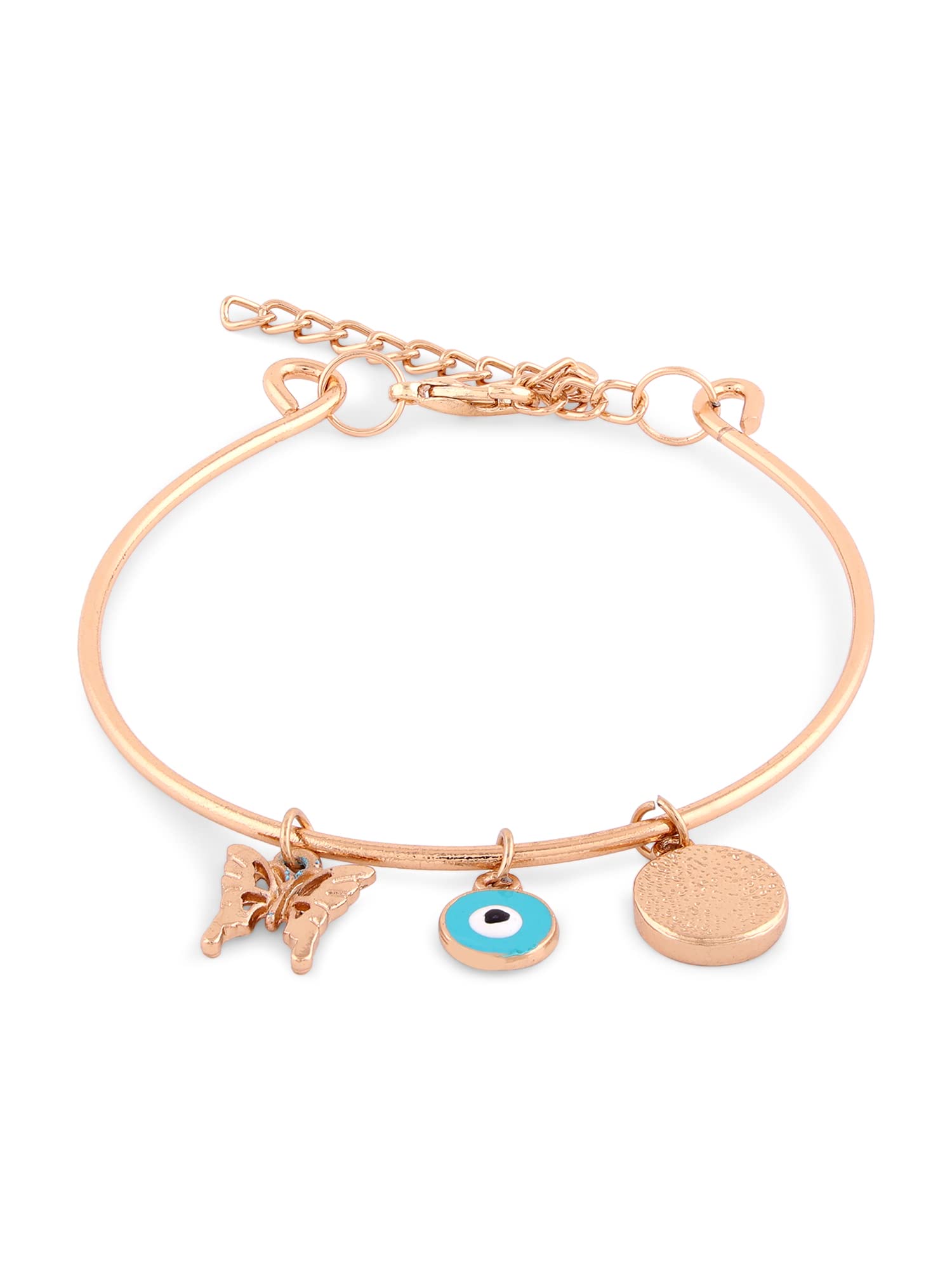 ZAVERI PEARLS Turquoise Blue Evil Eye & Butterfly Contemporary Charm Bracelet For Women-ZPFK14800 (B0BDLD2QXQ) Amazon Price History, Amazon Price Tracker