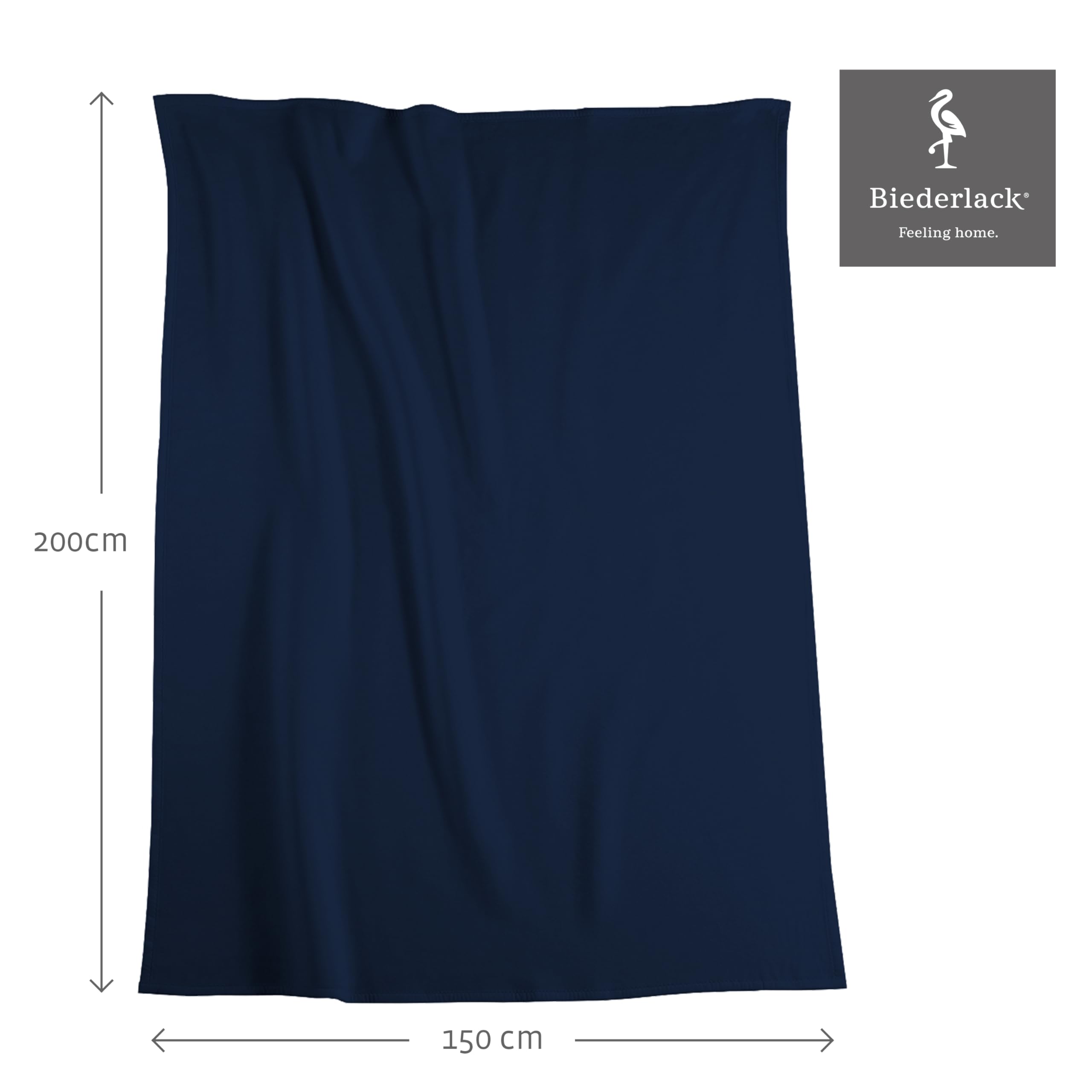 biederlack® flauschig-weiche Kuscheldecke aus Baumwolle & Polyacryl I Made in Germany I Öko-Tex Made in Green I nachhaltig produziert I einfarbige Wohndecke Cotton Uni - Dunkel-Blau in 150x200 cm