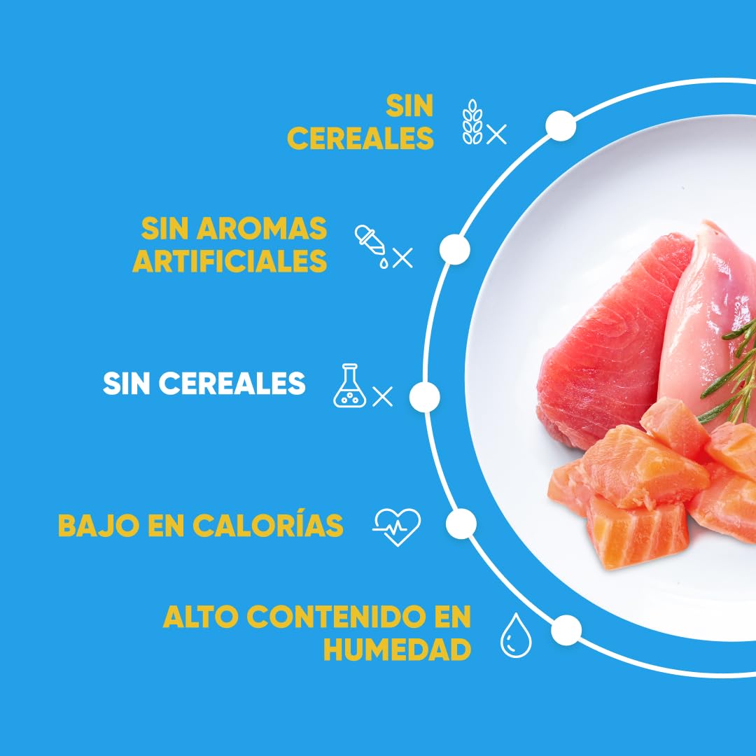INABA Churu Hairball Control, Snack Cremoso para Gatos contra Las Bolas de Pelo, con Atún, Pollo y Salmón, Puré Suave con Fibra Añadida, Rico en Omega 3 y 6, Alto Contenido en Humedad, 60 Tubos x 14g