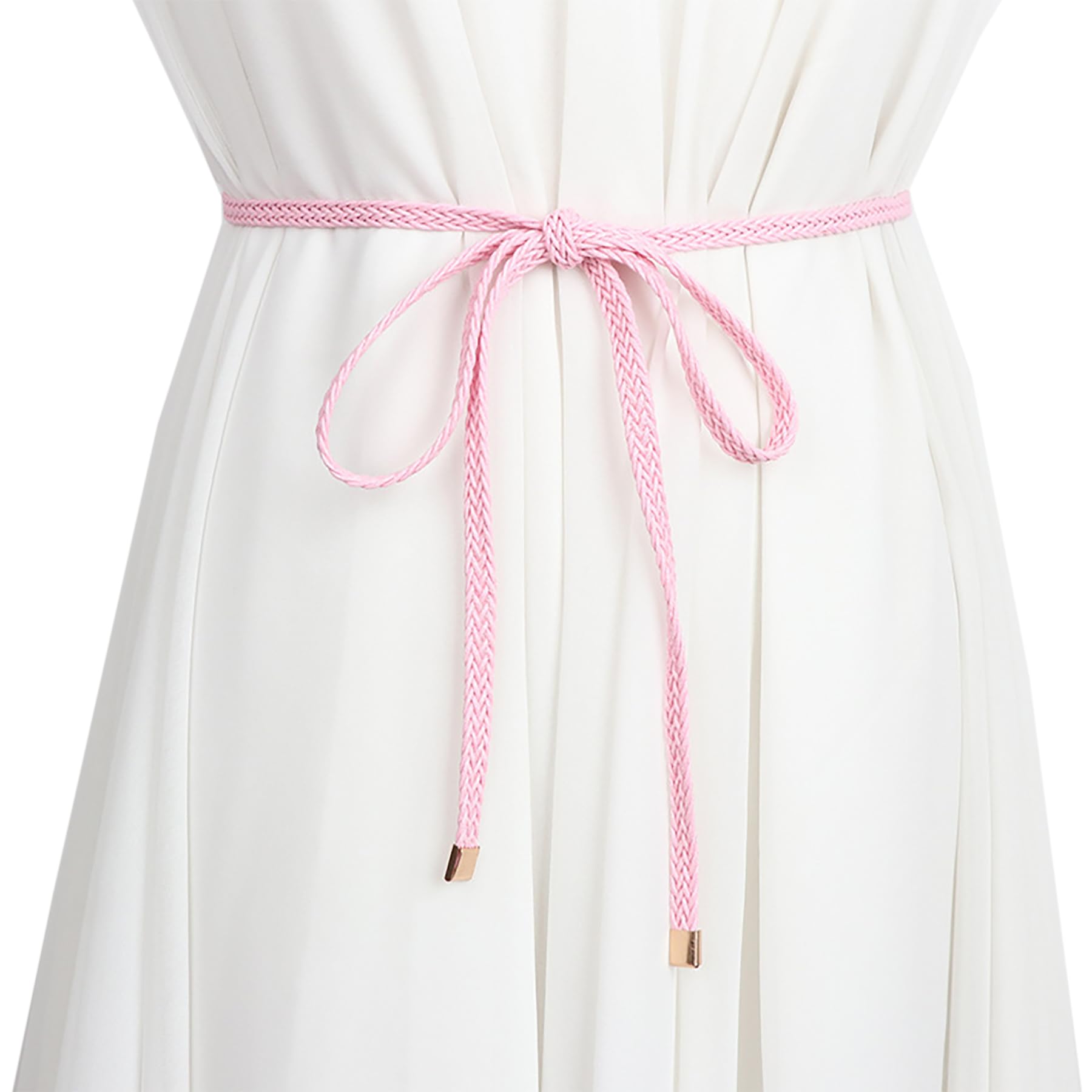NIDMIDO Women Fashion Thin PU Leather Braid Skinny Belt Woven Waist Belt Decorative Dress Belt for Girls Outfit