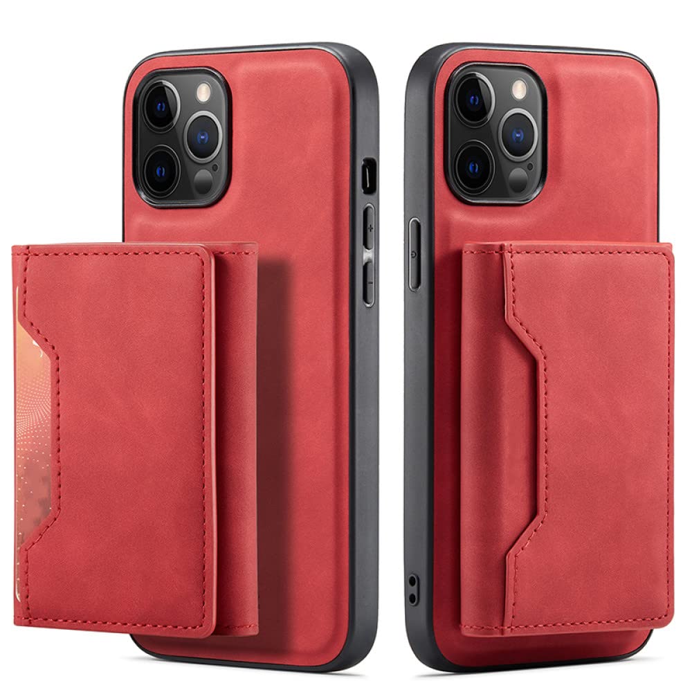 Coque portefeuille iPhone 7 rouge anti-perte de cartes magnétique - 6