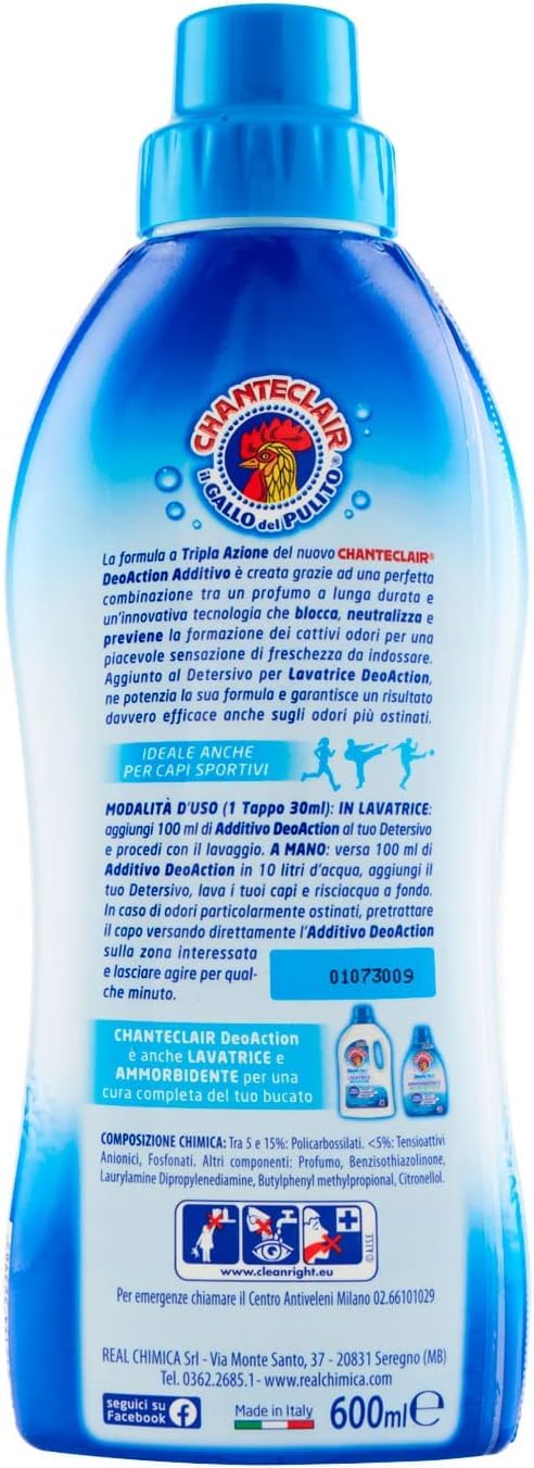 12x Chanteclair DeoAction Additivo Igiene Hygienezusatz,neutralisiert,verhindert die Entstehung schlechter Gerüche- Flüssiges Hygiene Waschmittel 600ml + Beni Culinari Kostenloser Schlüsselanhänger