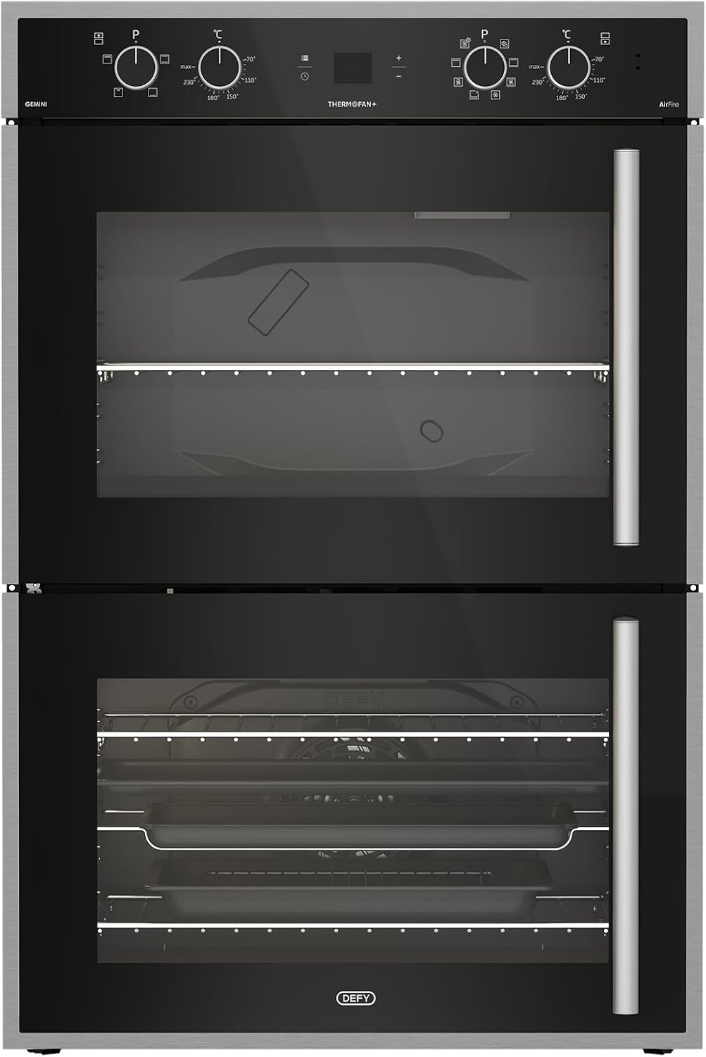 Defy Gemini Thermofan+ DBO767 Double Oven, front view