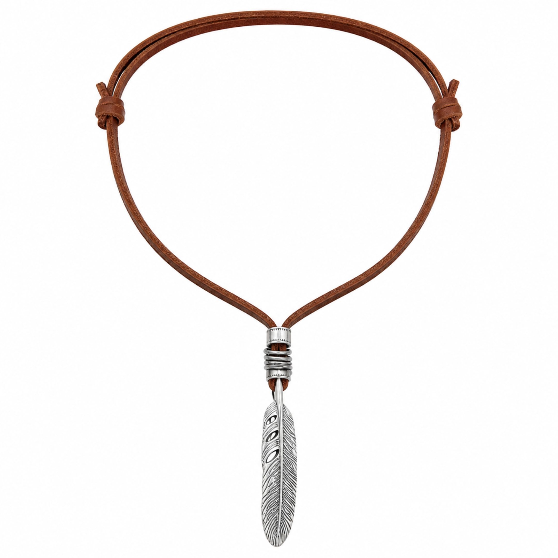 THE MEN THING MAYAN FREEDOM BROWN - Vintage Alloy Feather Pendant