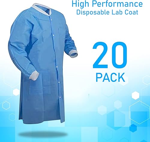 Miniatura 2 de EOM Abrigos de laboratorio desechables Abrigos de laboratorio para hombres y mujeres Abrigo de laboratorio hasta la rodilla con puños y cuello de