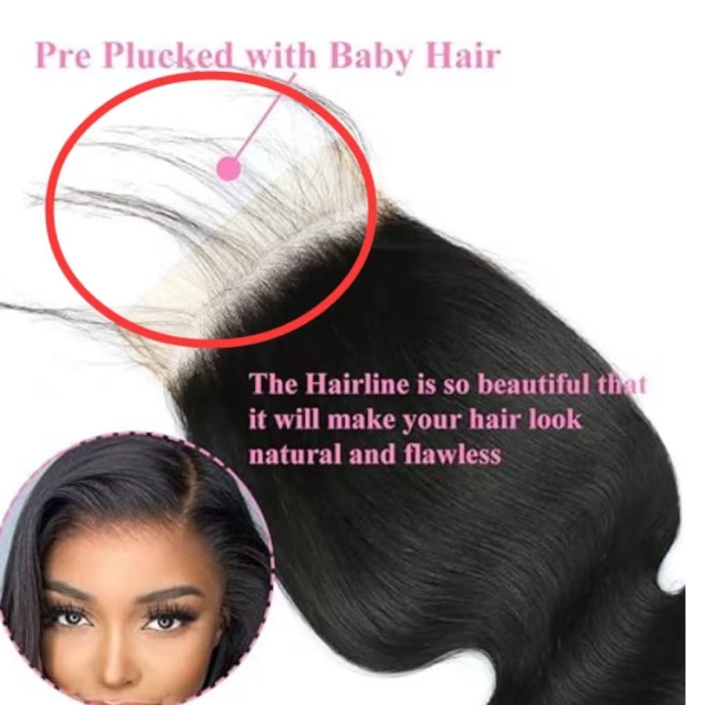MYouan Middle Part 2x6 Transparent HD Lace Closure Body Wave Hair Closure Invisible Lace 12A Brazilian Virgin Remy Human Hair Frontal Closure 100% Human Hair Pre Plucked Natural Black 20 Inch - Image 4