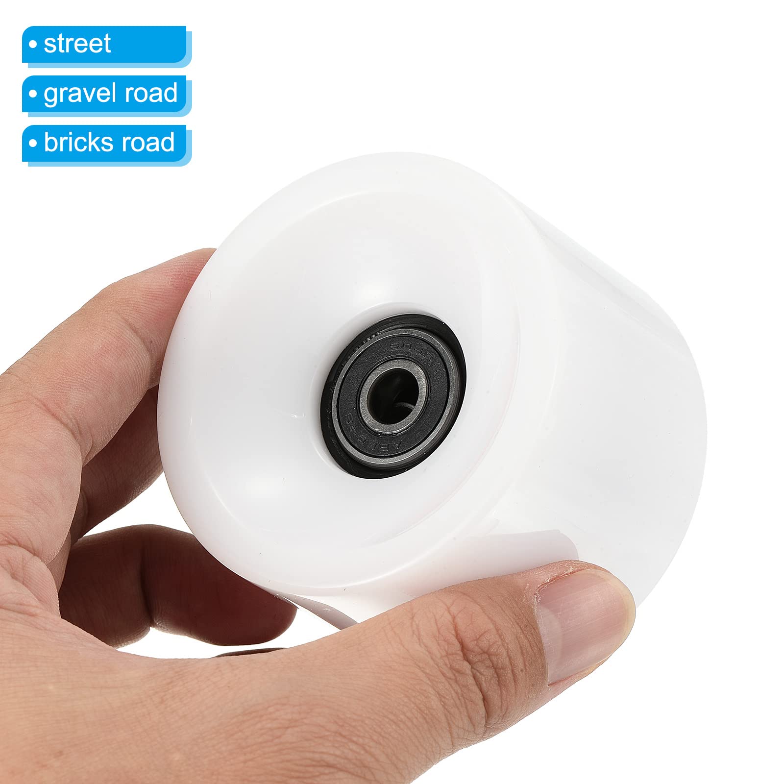 PATIKIL 70mm 78A Longboard Roues avec Noir ABEC-9 Roulements, 4 Paquet Doux Croiseur Roues Rue Roues pour Skateboards Skateboard Roue PU, Blanc