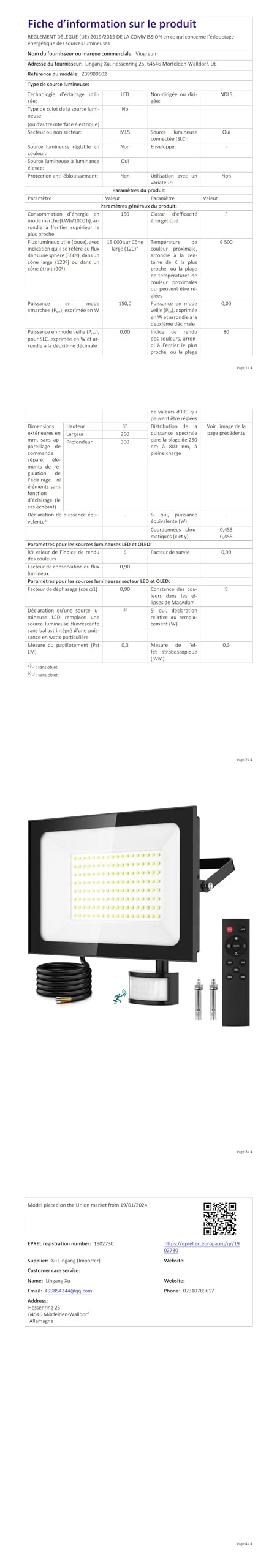 RIGIDON 2x 150W 15000 LM Projecteur d'extérieur Led Avec Detecteur de Mouvement, 3000K Blanche Chaud, IP66 étanche Éclairage de Extérieur, Projecteur led de Patio Garage Terrasse Jardin RIGIDON 2x 150W 15000 LM Projecteur d'extérieur Led Avec Detecteur de Mouvement, 3000K Blanche Chaud, IP66 étanche Éclairage de Extérieur, Projecteur led de Patio Garage Terrasse Jardin