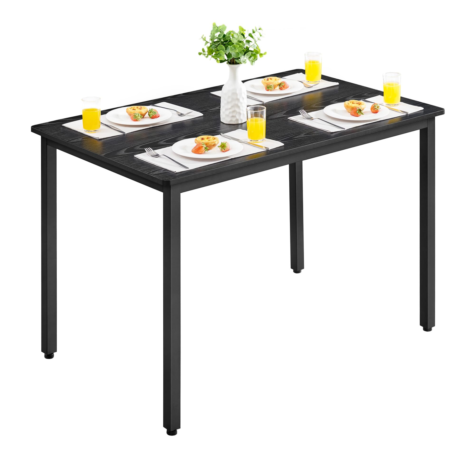 VASAGLE KDT081B02 Dining Table, Rectangular Kitchen Table, Living Room, Office, 70 x 110 x 77 cm (DxW x H), Industrial Style, Ebony Black and Ink Black