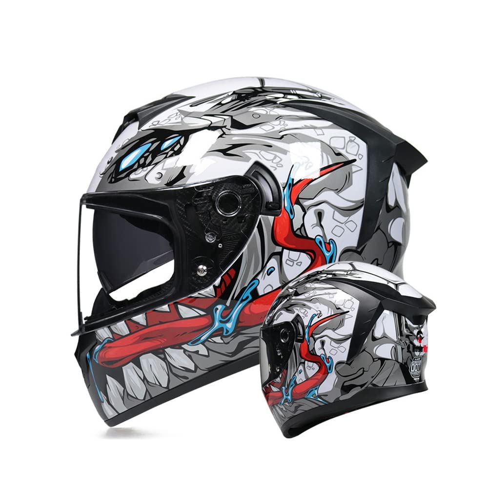 Unisex-Adult Full Face Motorcycle Helmet DOT Approved Motorbike Moped Street Bike Racing Crash Helmet with Graphic