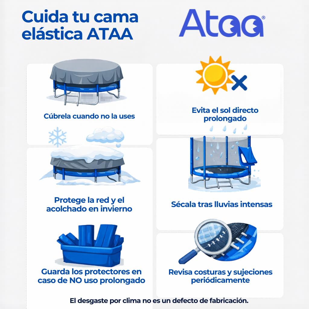 Cama elástica Infantil 140 cm Salty con Red de Seguridad Borde Acolchado Puerta Cremallera Estructura galvanizada ATAA