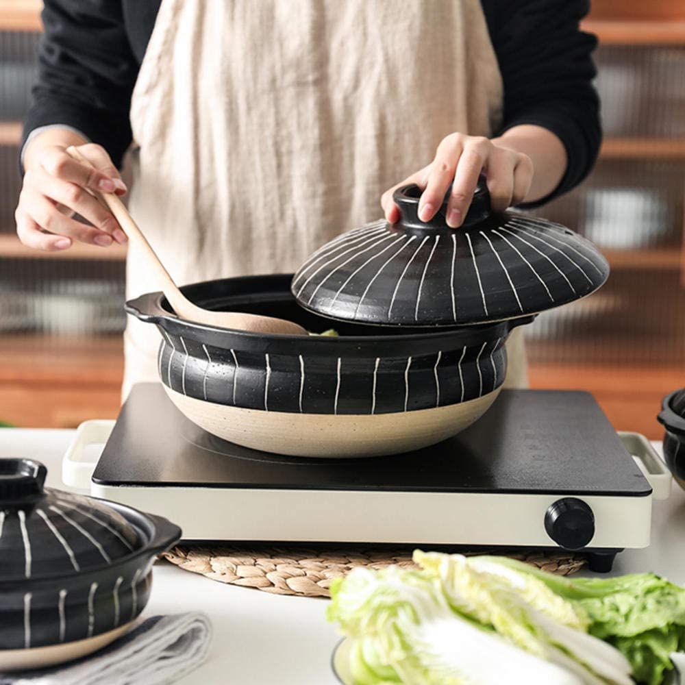 Casseruola di Argilla Pentola per Stufato di Terracotta - Casseruola di Argilla Nera retrò per La Casa, Resistente al Calore, Nutrizione Migliorata, Una varietà di Dimen