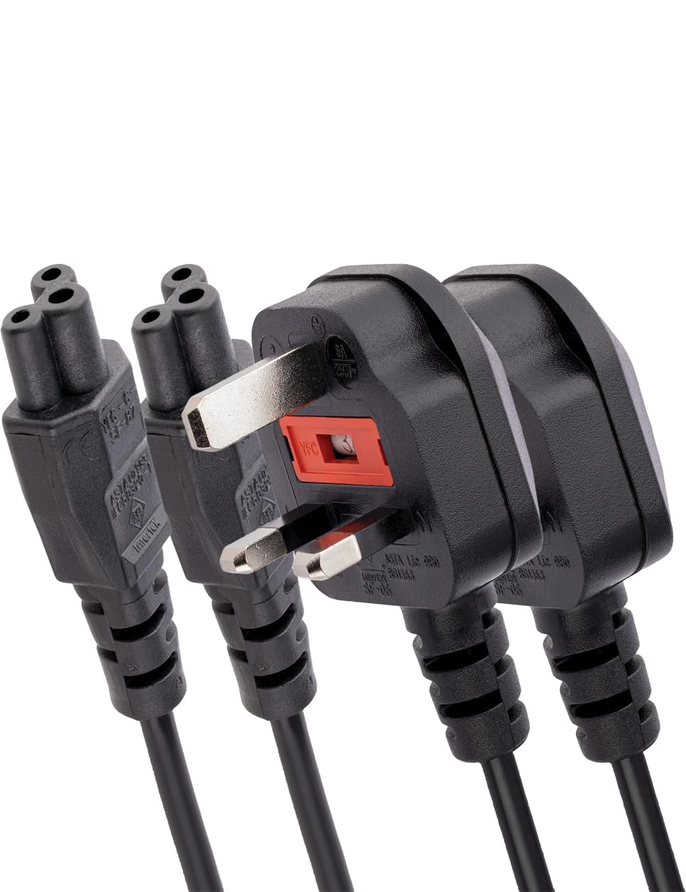 2pcs Laptop Power Cable 3 Pin Mains lead Power UK/UAE/KSA Plug for Laptop AC-Adapter Charger Dell HP Acer Compaq Delta Asus Lenovo Toshiba Vaio (1.5M / 5FT)