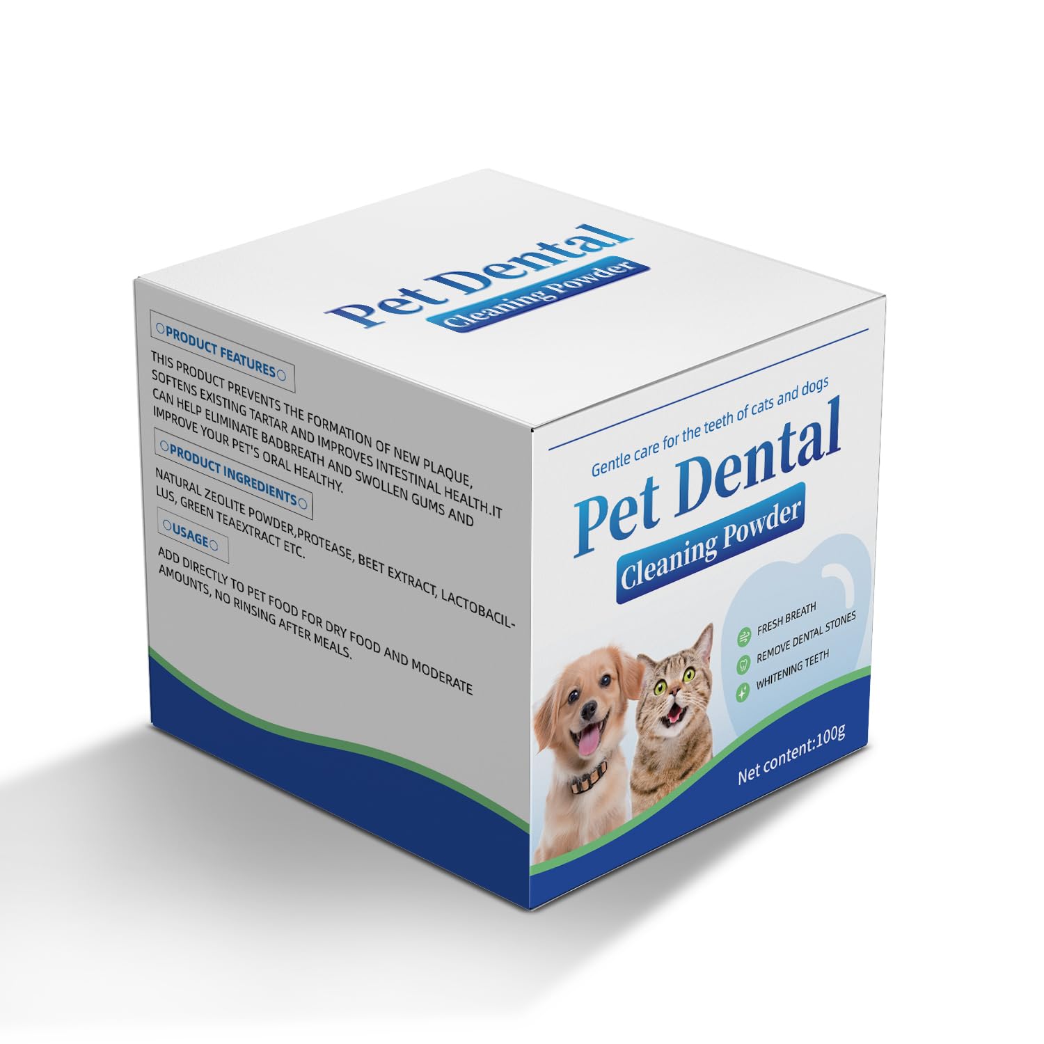 Dog Dental Powder, Dog Teeth Cleaning Powder, Cat and Dog Teeth Cleaning, Canine Plaque Remover Helps Reduce Bad Breath, Improve Pet's Oral Cavity and Freshen Breath