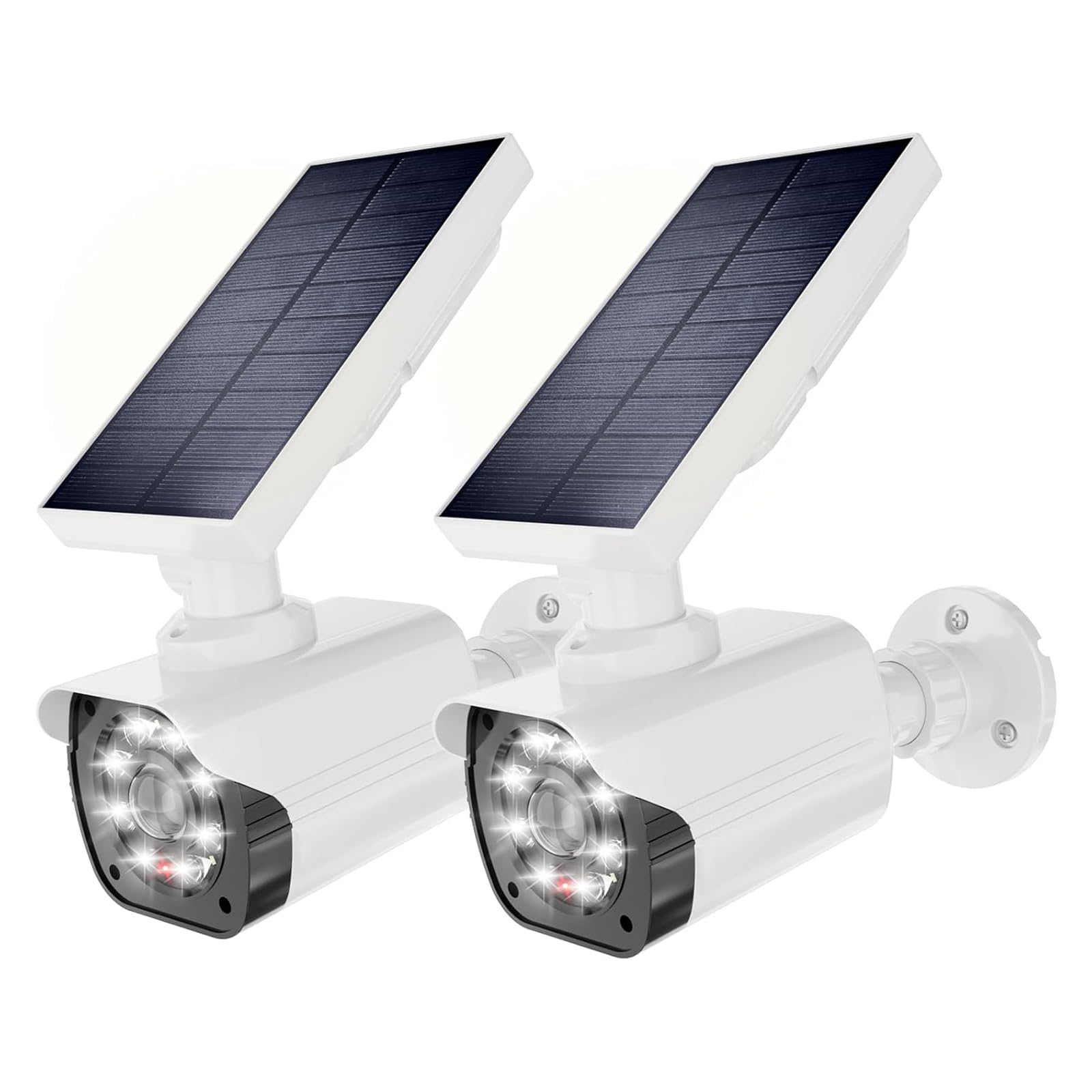 WALI Solar Fake Camera,Dummy Security Camera with Motion Sensor Light, Simulated Surveillance Security CCTV Dome Camera Indoor Outdoor (TCW2-SOL), 2 Packs, White