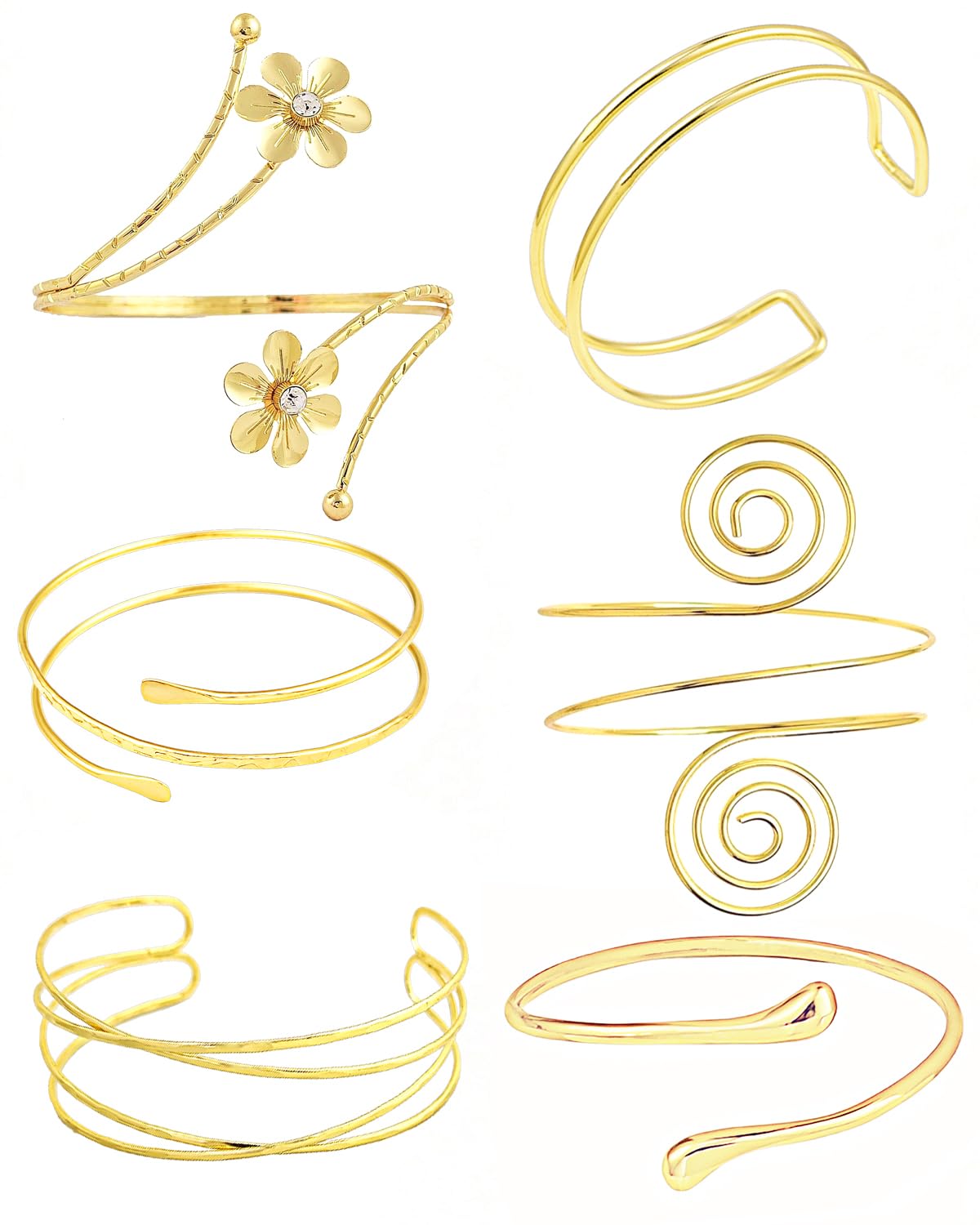 YUYASSJY Minimalist Gold Arm Cuff Bracelet Upper Arm Band Cuff Bangle for Women Adjustable Armband Set 6 Pieces