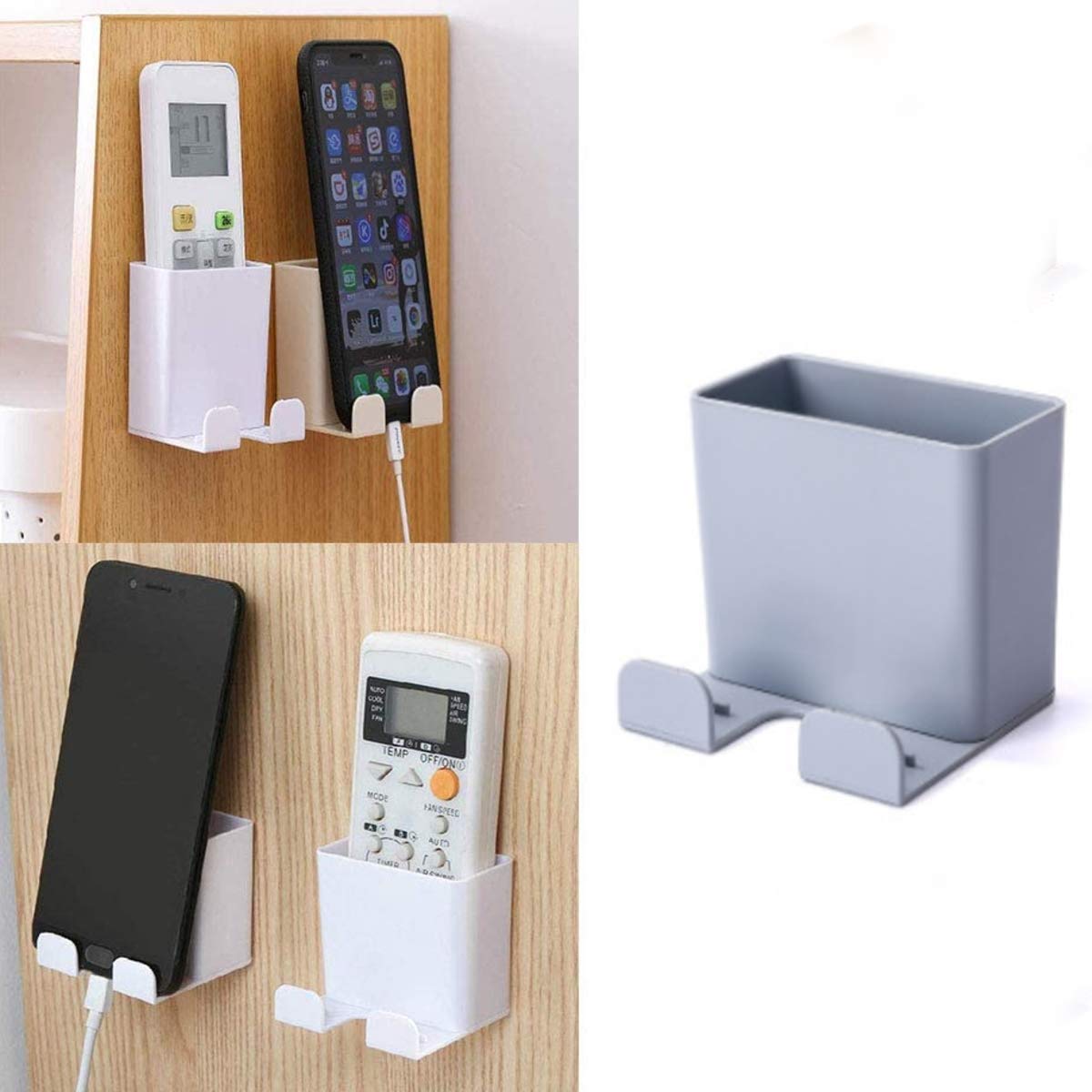 PARIDHI Self Adhesive Multipurpose Wall Mounted Storage Organizer Case for Remote, Mobile,Phone Charger Plug Holder, Stationery Rack, Toothbrush Stand for Home & Office - Random Color(Pack of 3)