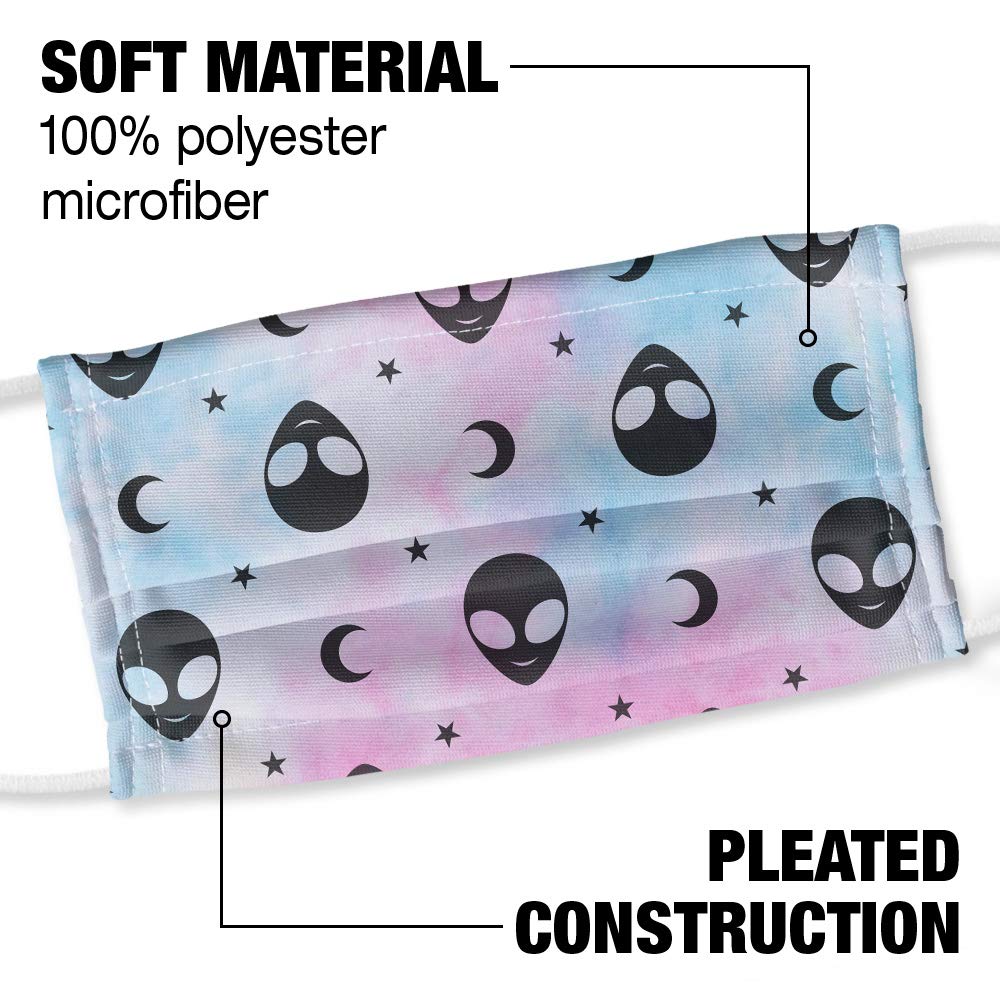 Popfunk Aliens And Moons Pattern 1-Ply Reusable Face Mask Covering, Unisex