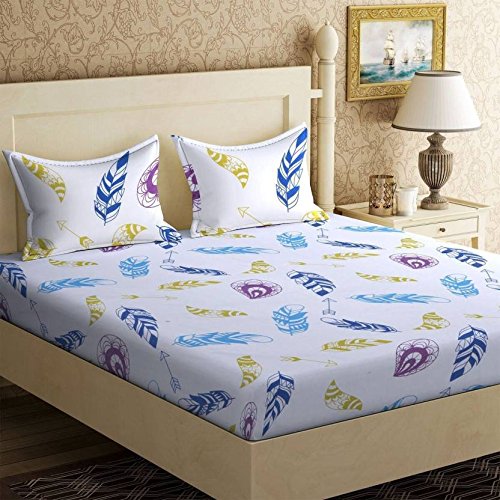shufflekart 100% cotton double bedsheet with 2 pillow covers -(multicolor, 225 x 230 cms)