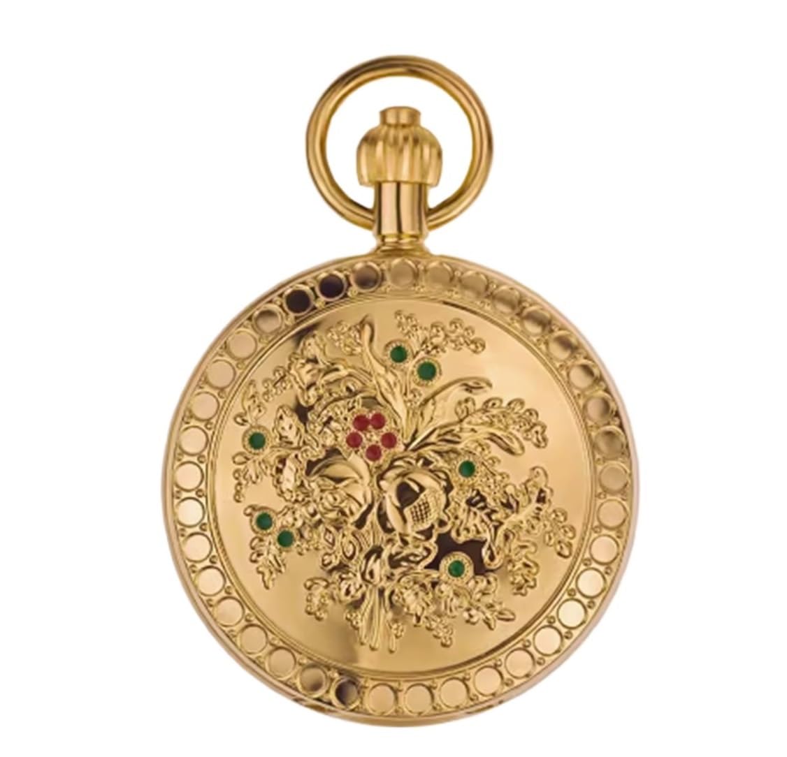 Zegarki Kieszonkowe Zegarek Kieszonkowy Z Cyframi Arabskimi/rzymskimi, Mechaniczny Zegarek Kieszonkowy W Stylu Vintage Z Łańcuszkiem Zegarki Kieszonkowe Męskie(Gold)