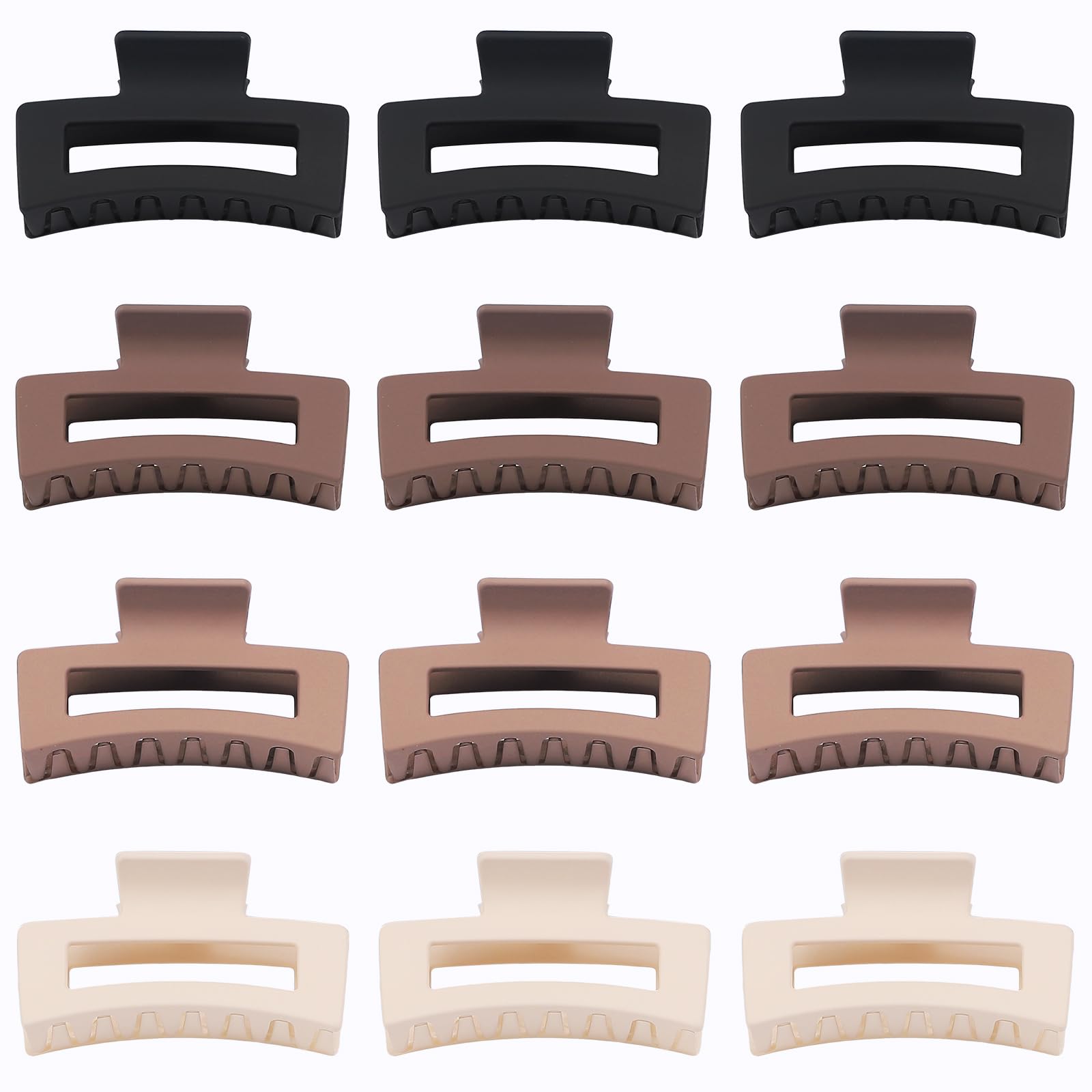 Sisiaipu Haarklammern, 8,9 cm, mittelgroß, quadratisch, für dickes und dünnes Haar, rechteckig, rechteckig, Haarklammern, Großpackung, Haarschmuck für Damen und Mädchen, Braun, 12 Stück