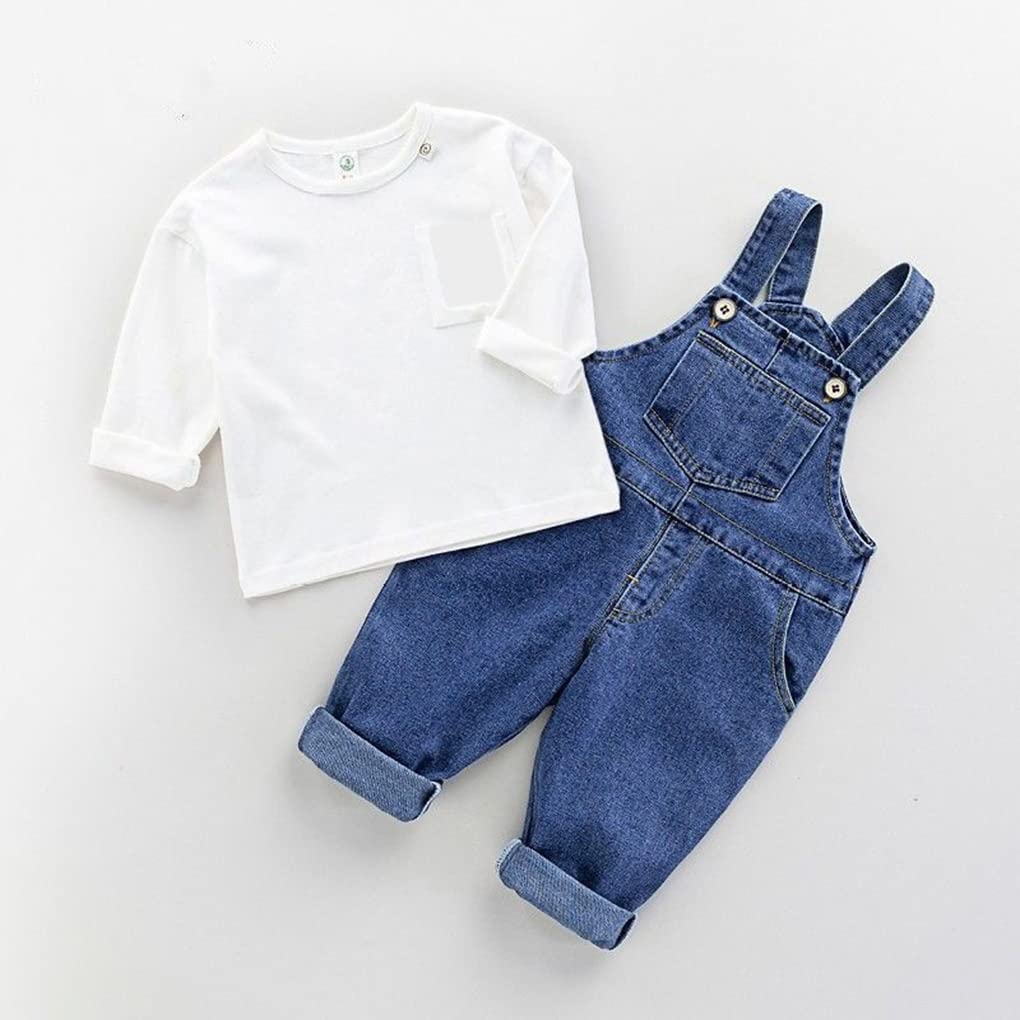 Salopette di Jeans Blu da Neonata Bambina Jeans Tuta Salopette alla Moda Senza Maniche, Ragazza Denim Jeans Pantaloni Unisex Ragazzo Regolabile Salopette in Denim 0-10 Anni