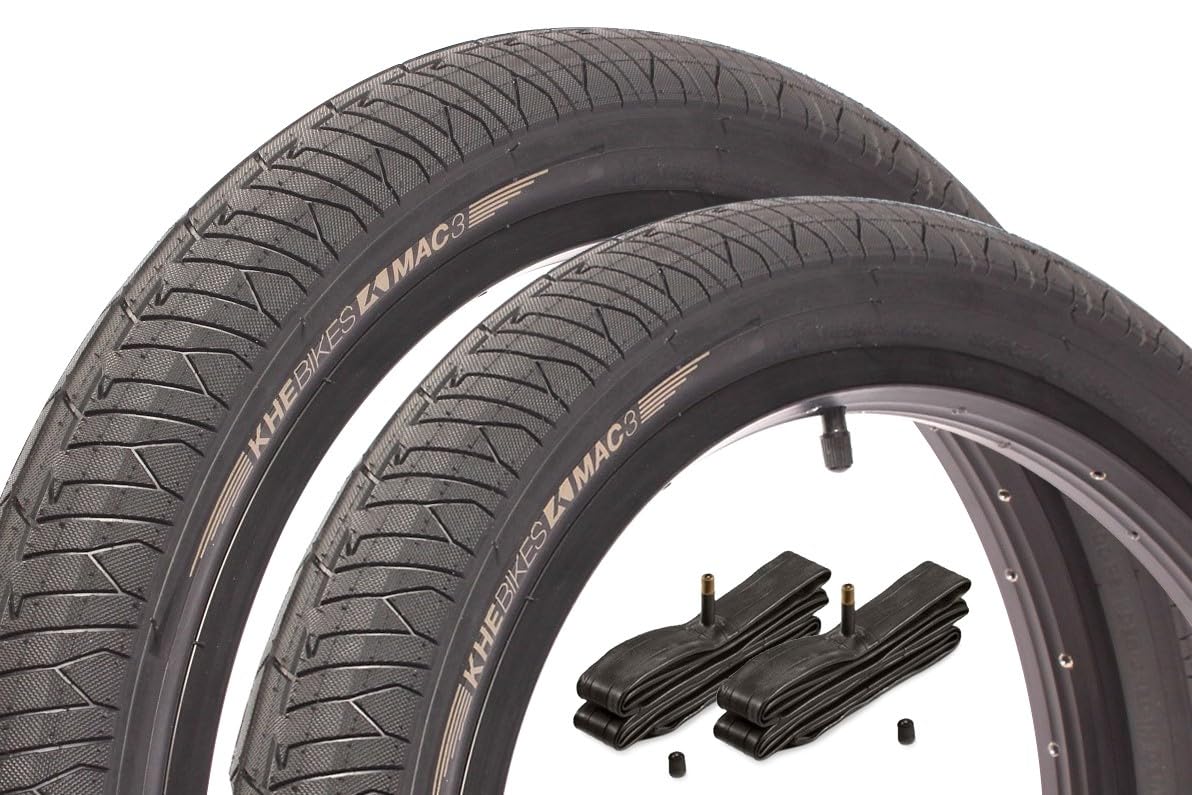 KHE MAC3 BMX Tyre Set 20 x 2.40 Inches - Approx. 690 g - Kevlar Double Carcass - Includes Kenda Tubes AV - High-End - Street & Park