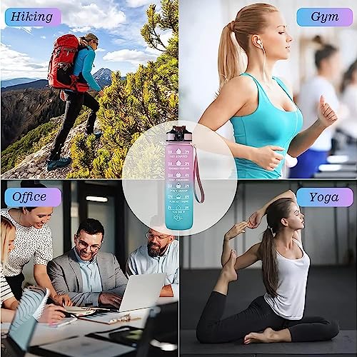 Image of Plastic 1-L Motivational Water Bottle Sipper Bottle For Adults With Time Measurement BPA Free Non-Toxic Water Bottle For |Office|School|College|Gym| Multi Color-1000ML