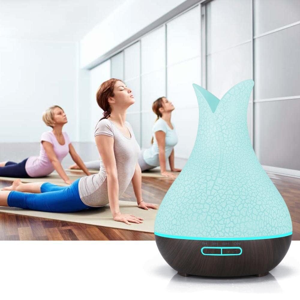 Essential Oil Diffuser, Aromatherapy Diffuser 500ml with Remote Control, 4 Timer & Auto-Off Safety Switch, 7 Color LED Lights Mode, 10 Hours Quiet Humidifier for Bedroom, Office & Home (H.Dark Brown)