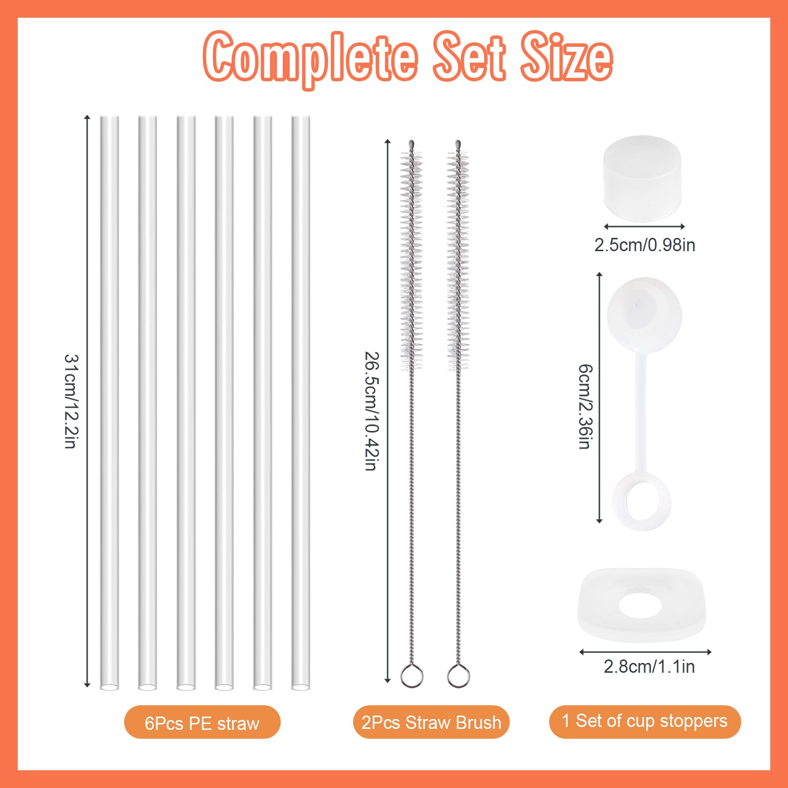 OUDQFCJ 4 Cannucce per Borraccia Stanley Cup, Compatibili con Stanley Cup 40/30oz, con 1 Spazzola di Pulizia, Tritan (30cm×1cm