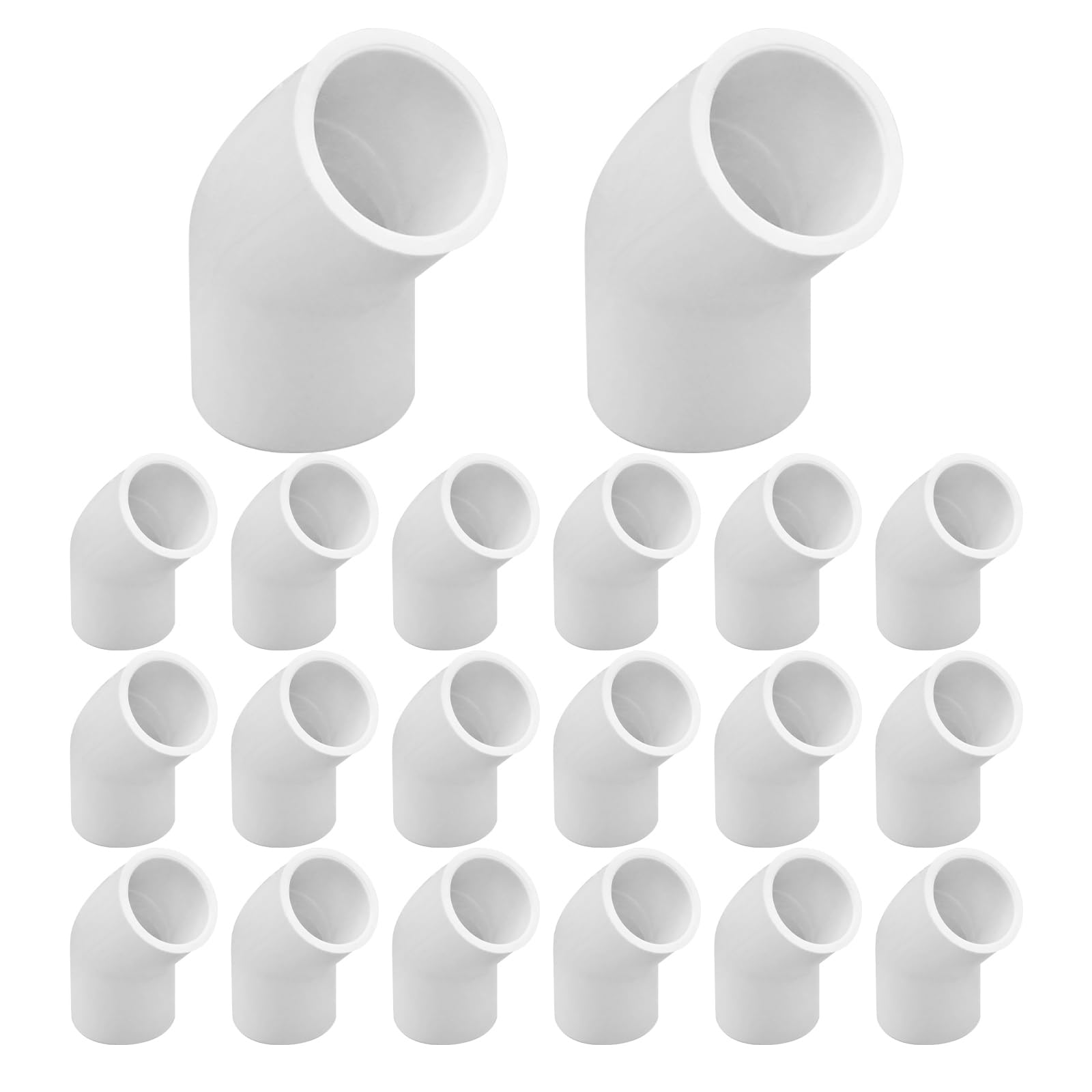 VIKKSAER 20Pcs 1/2 inch White PVC Pipe Fitting, 45 Degree Elbow Pipe Fitting Connector, for Greenhouses Shelving Storage Racks Swimming Pools Outdoor
