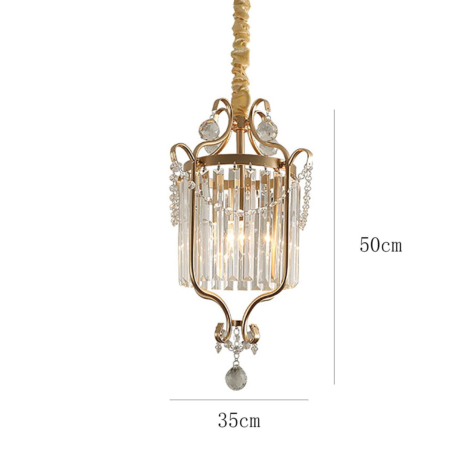 Leichter Luxus Kristall Wohnzimmer Licht,Gold Eisenkunst Kristall Kronleuchter,Für Schlafzimmer Restaurant,Europäisch Pastorale Amerikaner Kronleuchter,E14 Nordic Leichter Luxus Kr-Golden. 35 * 50cm