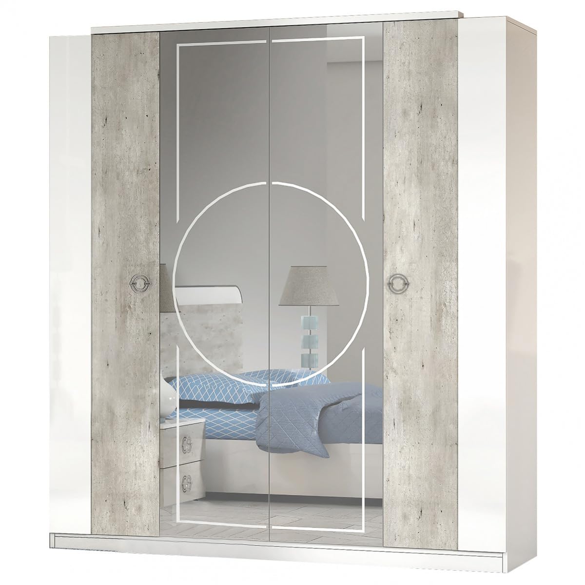 AltoBuy Goya - Ensemble Lit 160x200cm + 2 Chevets + Armoire