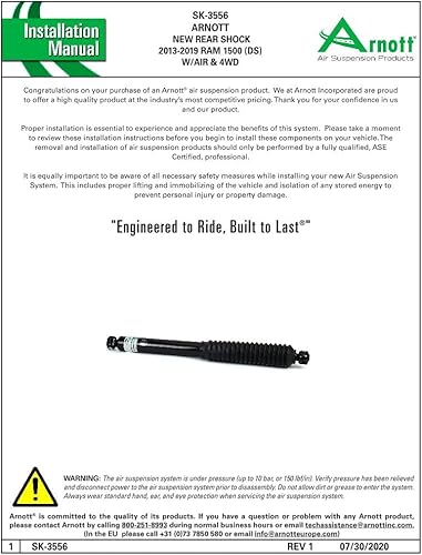 Miniatura 5 de Arnott - Amortiguador Eibach trasero -13-20 RAM 1500/1500 Classic (DS) con suspensión neumática y 4WD - LT/RT (SK-3556)