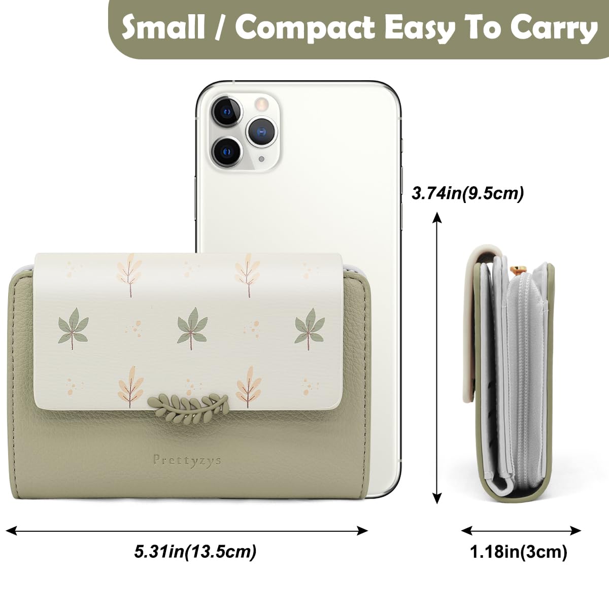 REETEE Portefeuille Femme en Cuir PU Porte Monnaie Femme Petit Format Porte Feuilles pour Femme avec 10 Porte Carte, Porte-Feuille Femmes Zippé Pochette à Monnaie (Z- Vert)