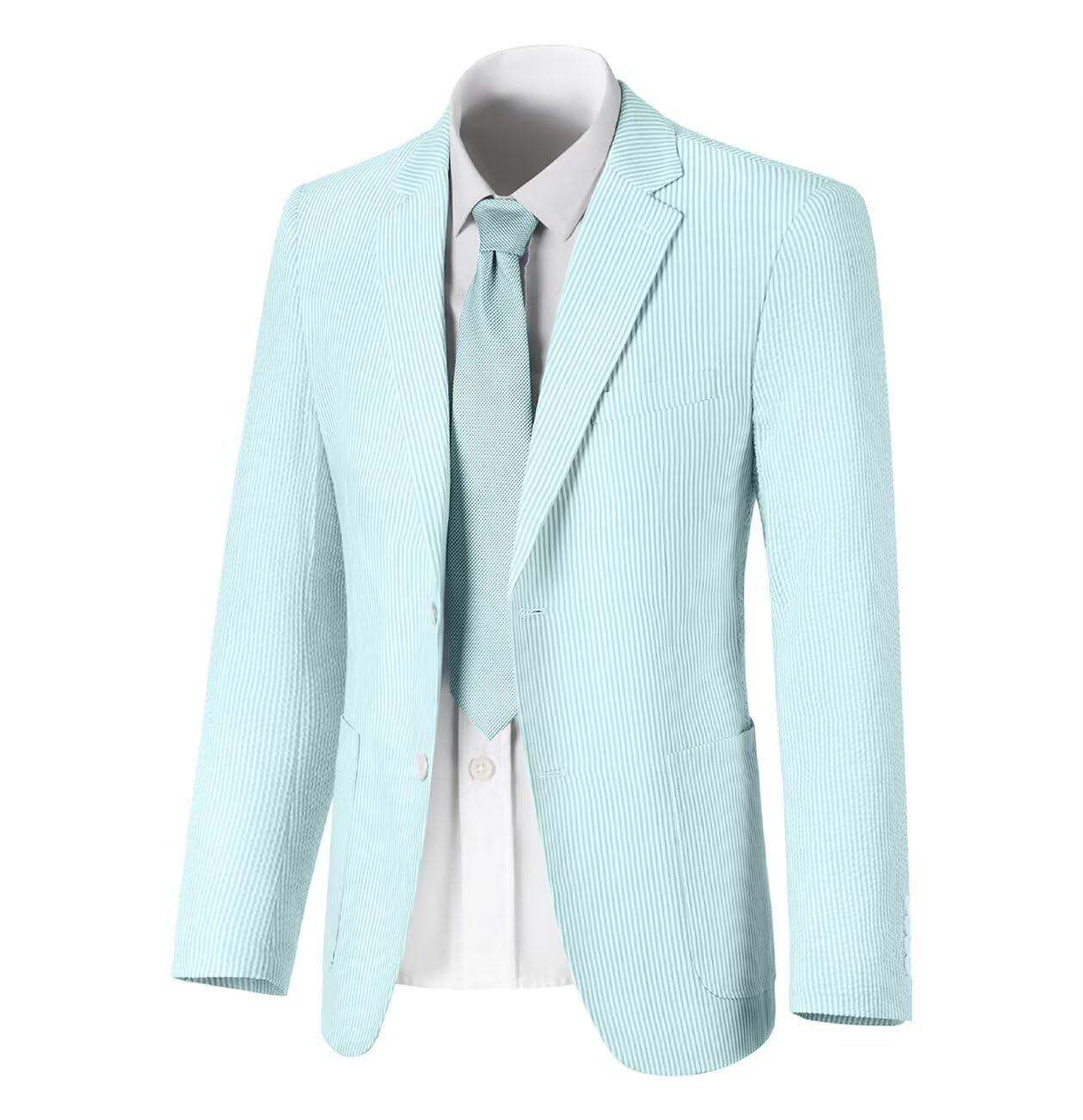 Seersucker Mens Suit Jacket Slim Fit Casual Blazer Summer