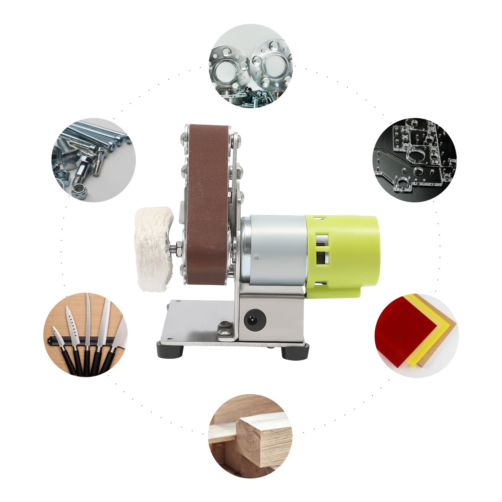 Lijadora de cinta en miniatura para pulidora, pulidora, disco giratorio, lijadora, mesa ajustable, velocidad variable, procesamiento de metales, joyería de vidrio cereámico
