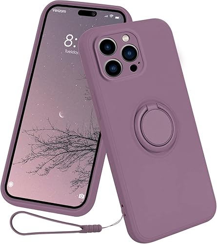 Funda para iPhone 15 Pro (lanzado en 2023), funda de silicona con anillo giratorio de 360, soporte magnético para automóvil, funda protectora con