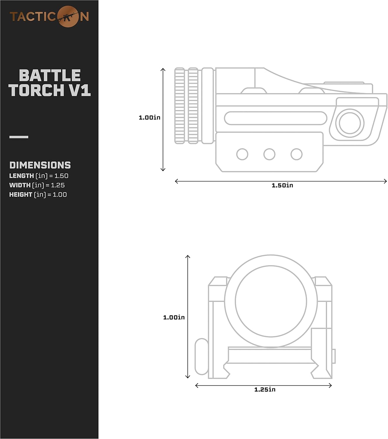 Tacticon BattleTorch V1 Flashlight Gun Light | Combat Veteran Owned Company | 400 Lumens | Pistols | Rifles | Magnetic Charging | Tactical Light with Strobe for Handgun | Pistol Light : Sports & Outdoors