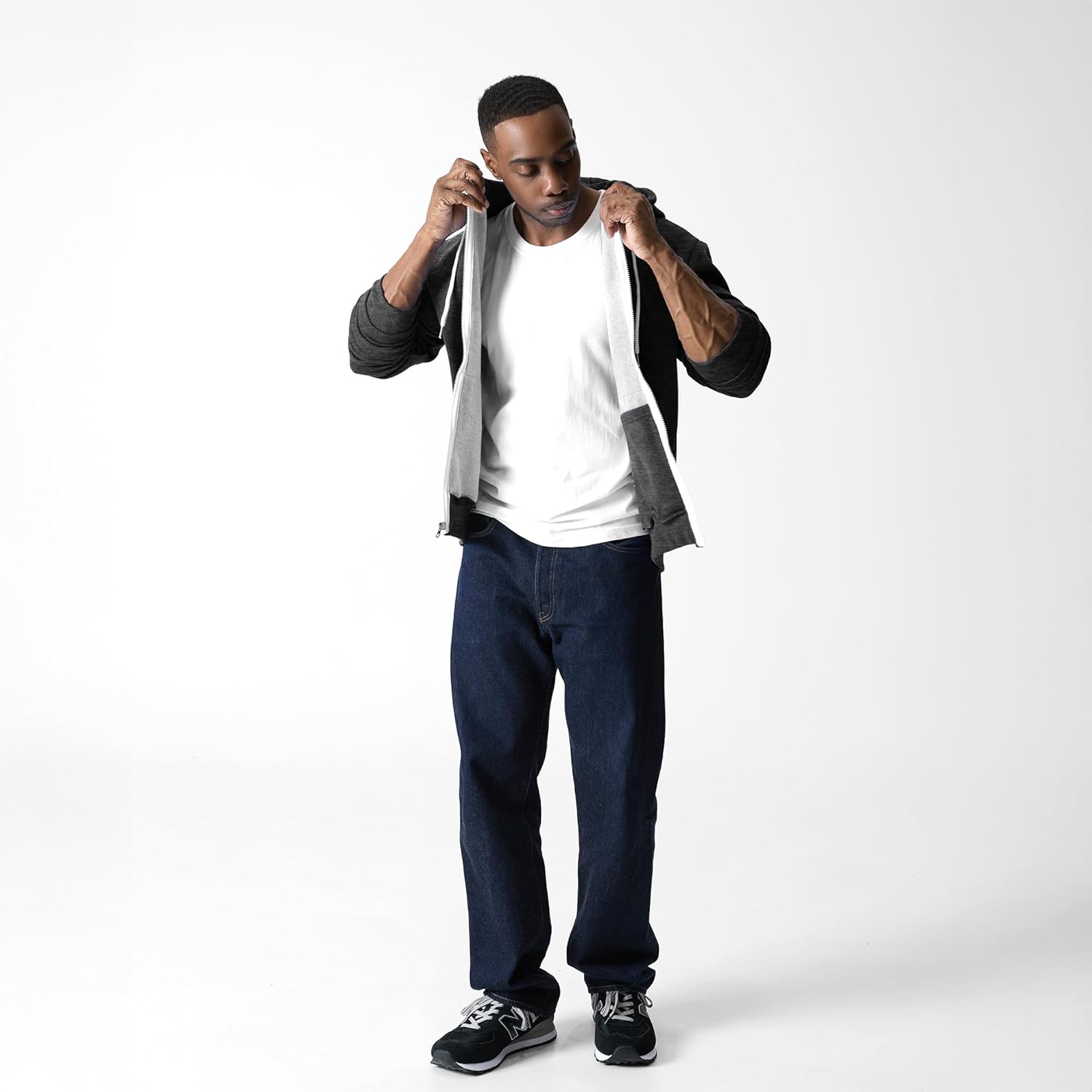 Ohoo Mens Slim Fit Long Sleeve Zip-up Fleece Hoodie With Kanga Pocket - Image 4