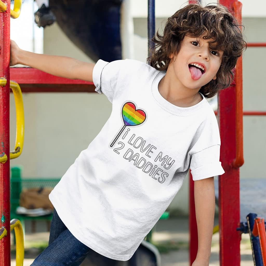 I Love My Two Daddies Kids' T-Shirt - Rainbow T-Shirt - Heart Tee Shirt for Kids