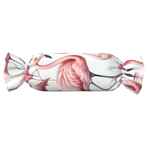 Augenstern Candy-Shaped Pillow with Insert Watercolor-Cute-Flamingos Candy Tube Cushion with Filling