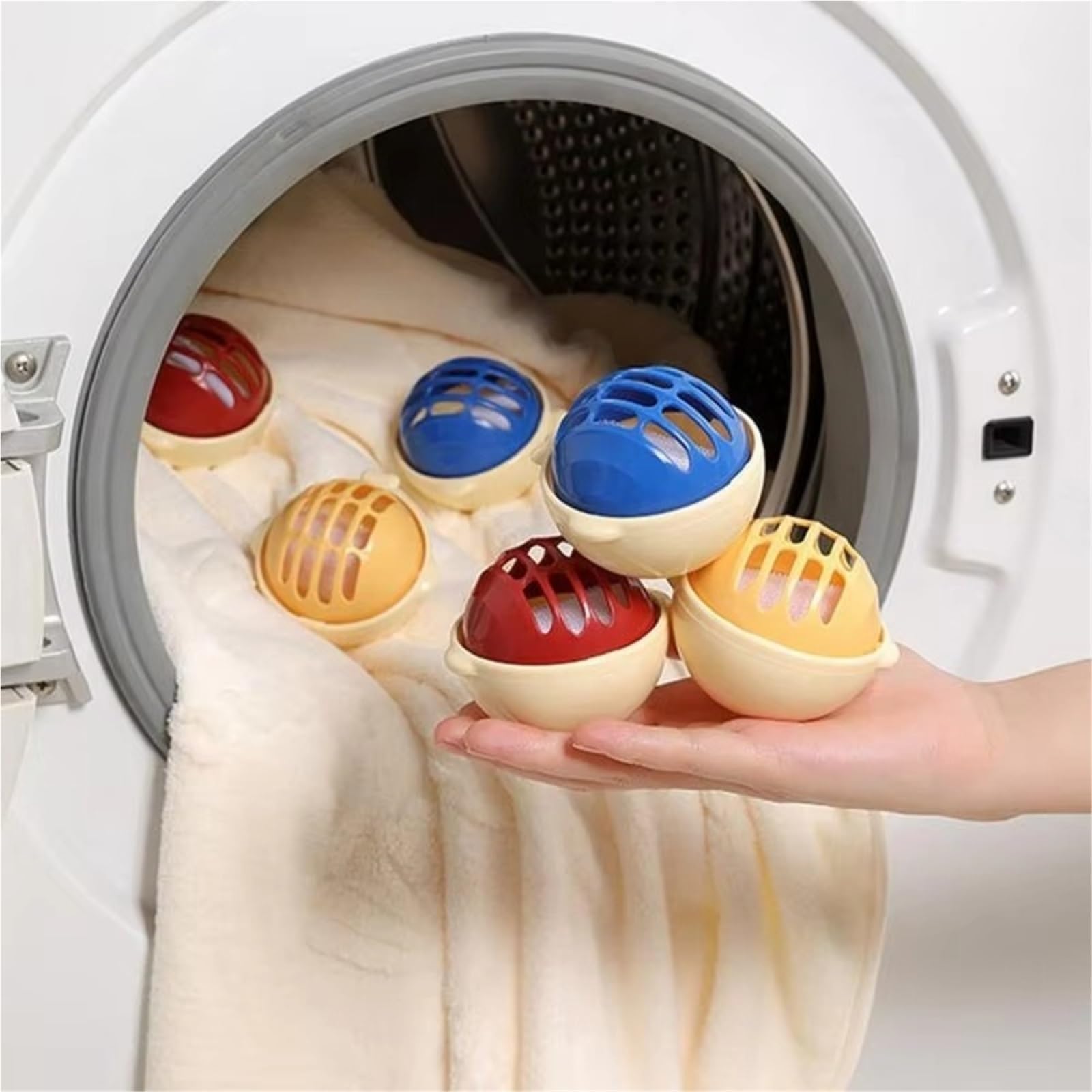 Waschkugel 9 Stück wiederverwendbarer Wäsche-Reinigungsball | Anti-Tangle-Waschmaschinenfilter, leichtes Haushaltswerkzeug(Red-9pcs)