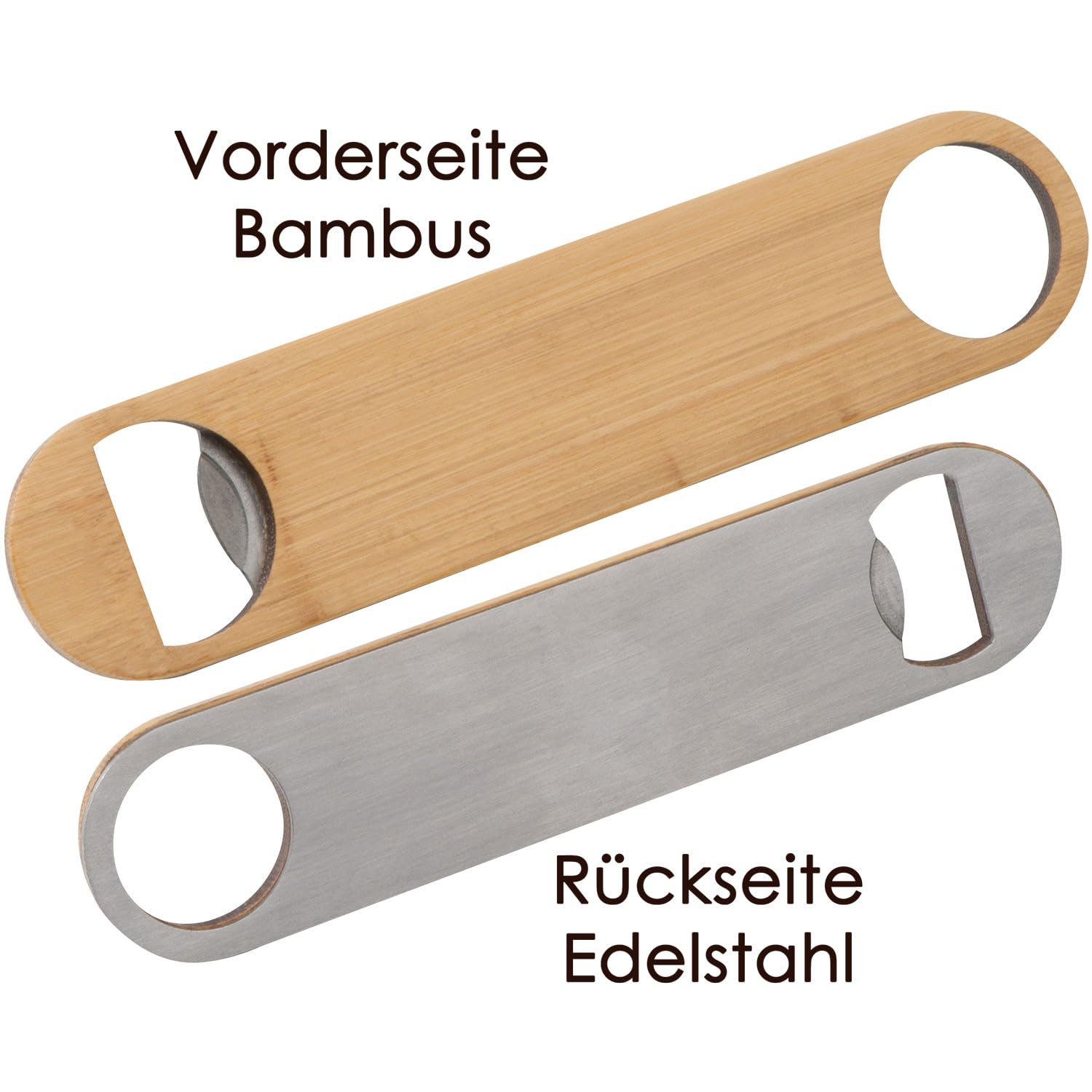 Flaschenöffner mit Gravur | Bambus Edelestahl | Personalisierter Flaschenöffner | Geschenkidee | Werbegeschenke | (50)