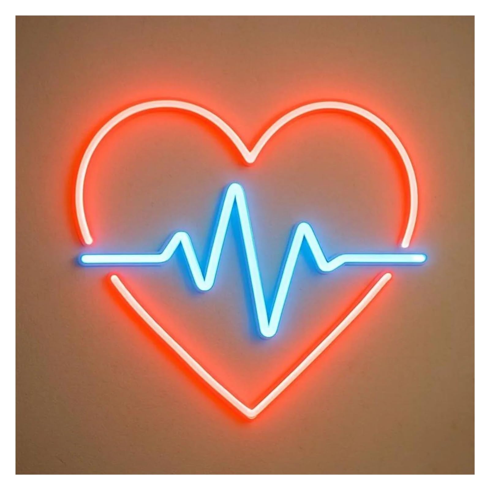 XENITE Hanging Art Neon Signs Heart with Cardioline Neon Sign USB Dimmable for Bedroom Valentine's Day Clinic General Hospital 40cm