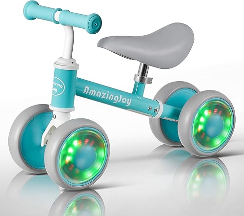 AmazingJoy Juguetes para niños de 1 año, regalos de primer cumpleaños de 1 a 2 años, bicicleta de equilibrio de bebé con iluminación colorida, sin
