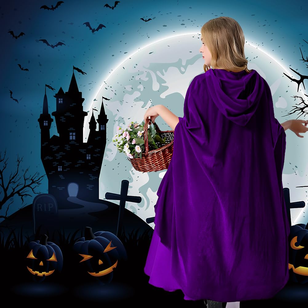 Cape à Capuche Noire Halloween - Déguisement Sorcière Vampire Roi Prince, Taille M, AOOWU