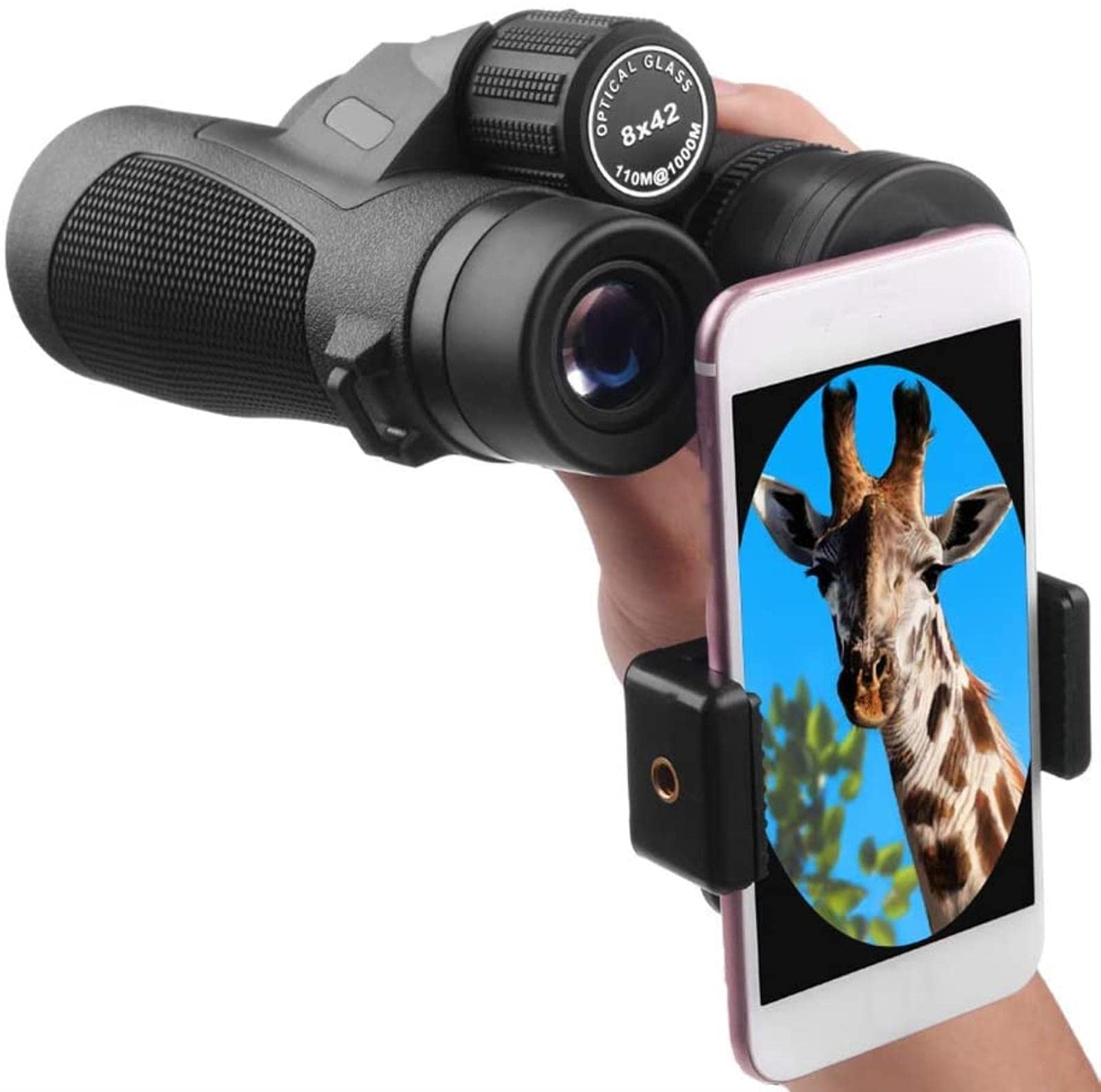 Telescopio binocolo 8x42 per Bambini e Adulti, Impermeabile, Compatto, con Prisma BAK4, Obiettivo FMC, Adattatore per Smartphone, Birdwatching, Turismo